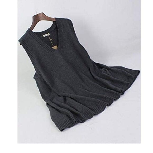 Loose Swing Chunky Cotton Sweater Vests Oversized - Picture 2 of 6